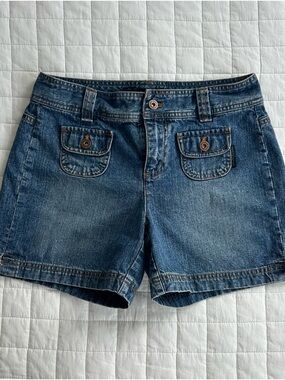 DKNY Denim Shorts with Front Flap Pockets